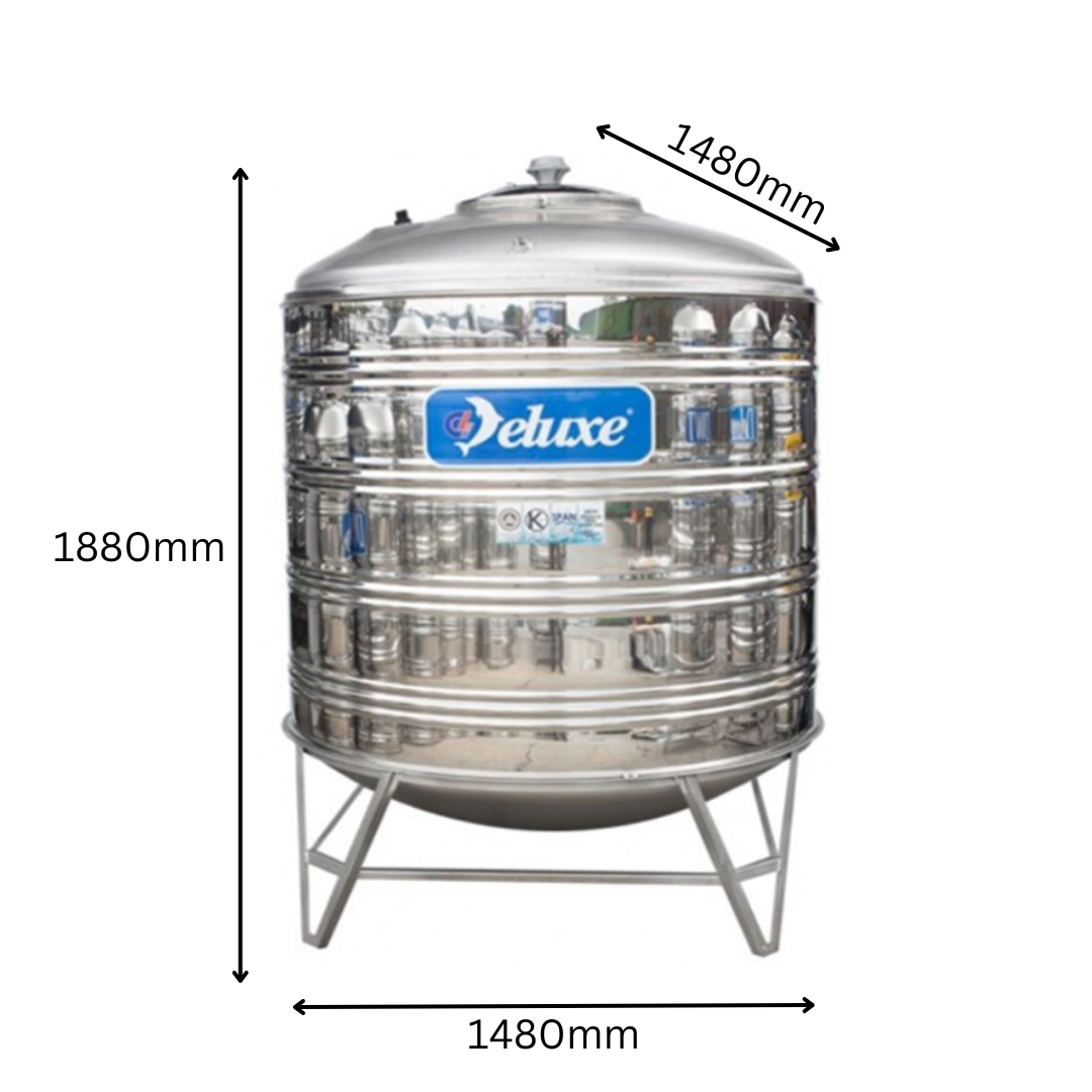 DELUXE 2000 Liter Stainless Steel Round Bottom With Stand Water Tank
