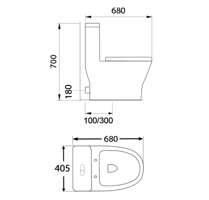 DOCASA One Piece Washdown Water Closet come with Dual Flush (3/6L)