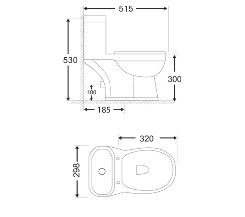 DOCASA Children One Piece Washdown Water Closet come with Dual Flush (3/6L)