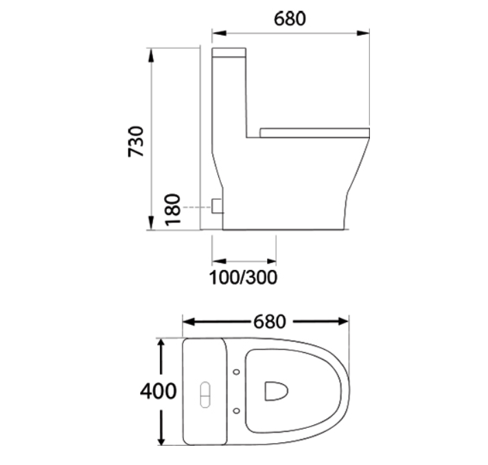 DOCASA One Piece Washdown Water Closet come with Dual Flush (3/5L) (S-trap)