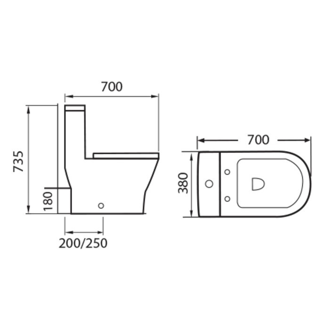 DOCASA White One Piece Washdown Water Closet