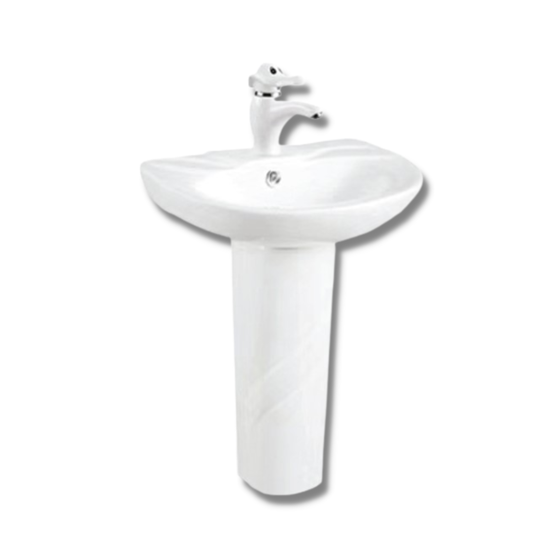 DOCASA Kids Pedestal Basin single Pre-punched Tap Hole c/w Overflow