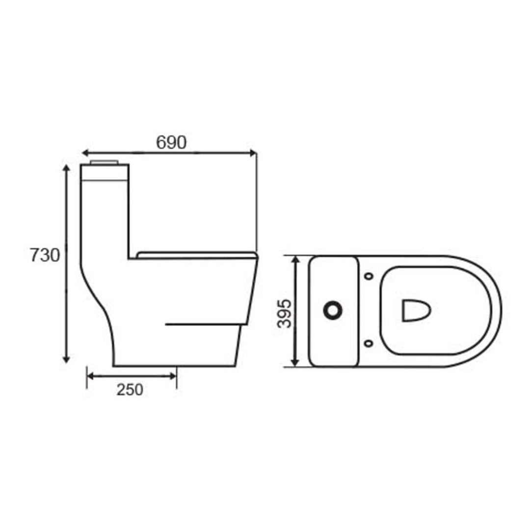 DOCASA One Piece Washdown Water Closet come with Dual Flush (3/6L)