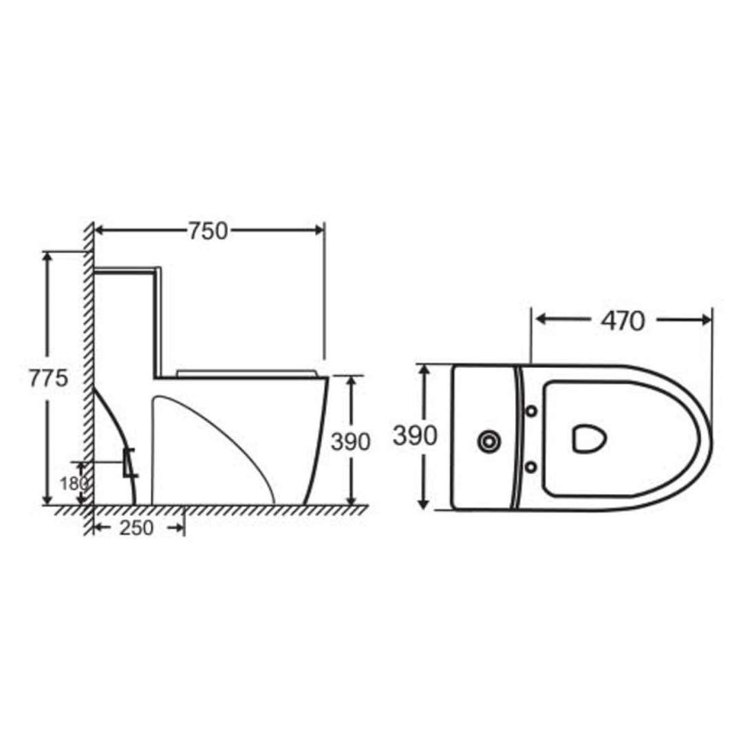 DOCASA White One Piece Washdown Water Closet