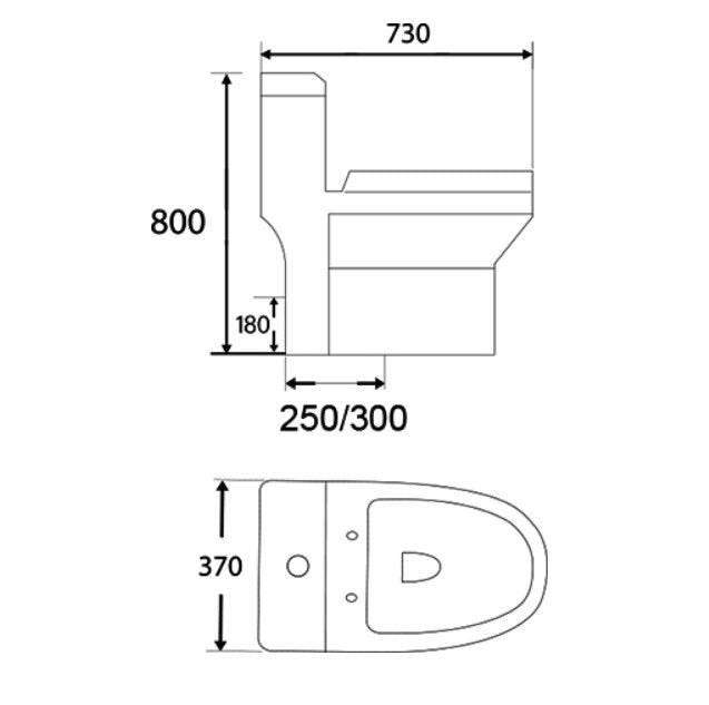 DOCASA One Piece Washdown Water Closet come with Dual Flush (3/6L)