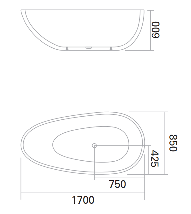 Aveiro 1700mm One Piece Stand Alone Bathtub