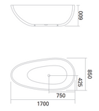 Aveiro 1700mm One Piece Stand Alone Bathtub