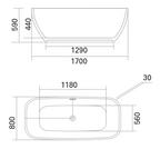 Oliveira 1700mm One Piece Stand Alone Bathtub