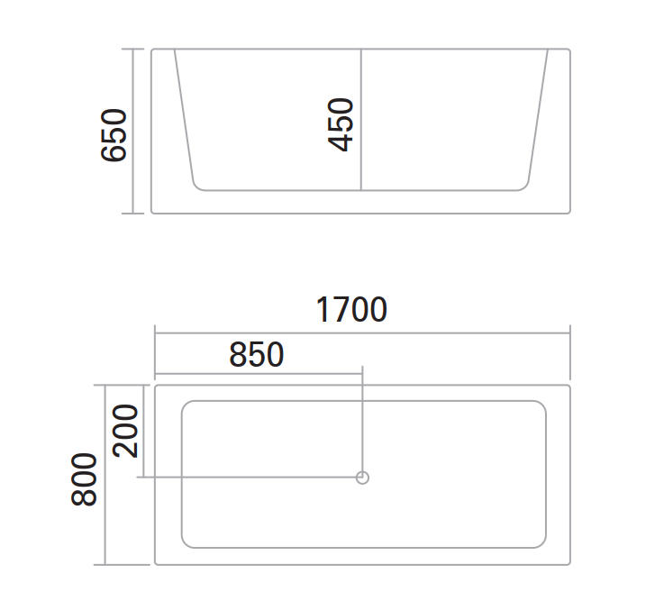 Morning Ton 1700mm Left/Right Skirt One Piece Bathtub