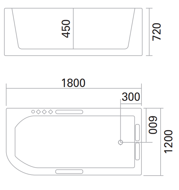 Catania 1800mm Left/Right Skirt One Piece Bathtub