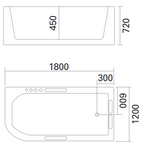 Catania 1800mm Left/Right Skirt One Piece Bathtub