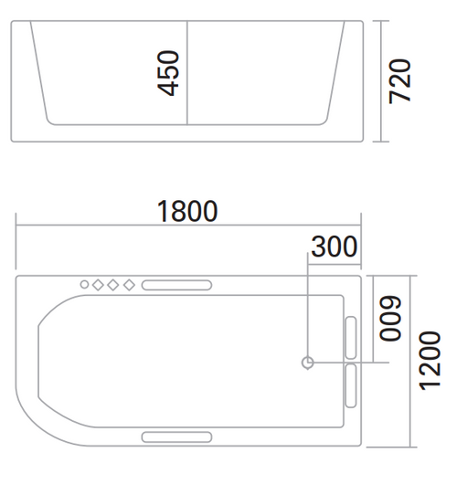 Catania 1800mm Left/Right Skirt One Piece Bathtub