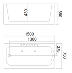 Ivano 1500mm Left/Right Skirt One Piece Bathtub