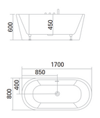 1700mm Vila Nova One Piece Stand Alone Bathtub