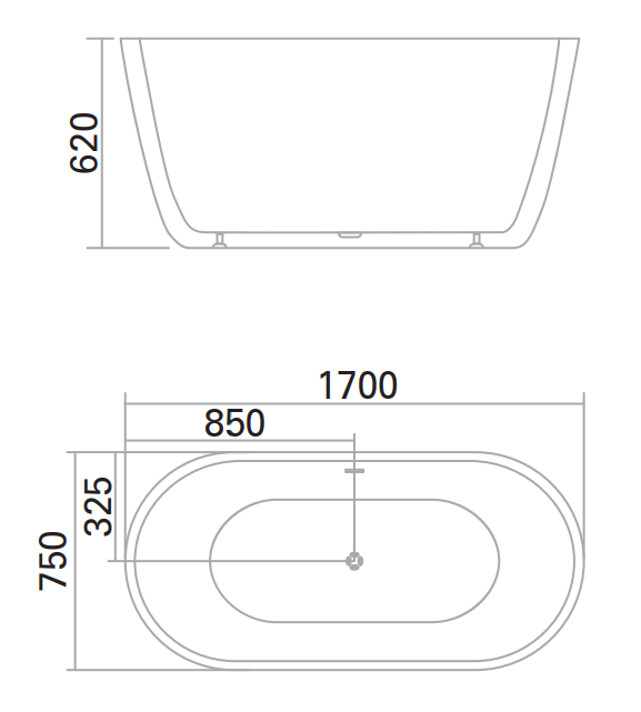 Vagos 1700mm One Piece Bathtub