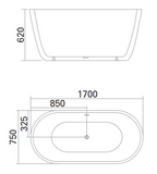 Vagos 1700mm One Piece Bathtub