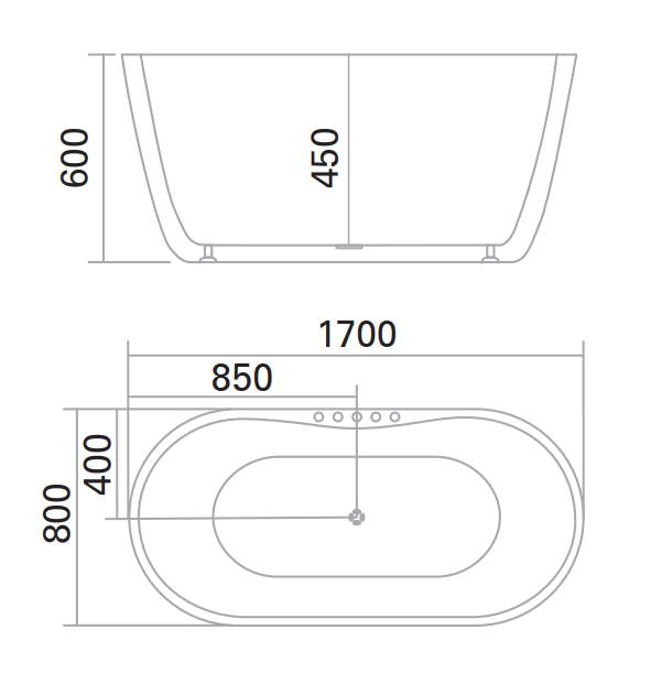Castelo 1700mm One Piece Stand Alone Bathtub
