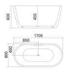 Castelo 1700mm One Piece Stand Alone Bathtub