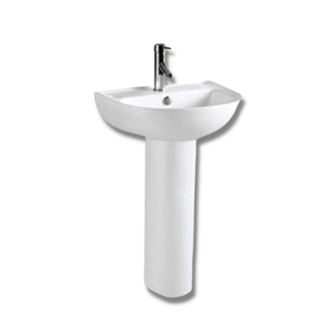 DOCASA 840mm Pedestal Basin single Pre-punched Tap Hole c/w Overflow