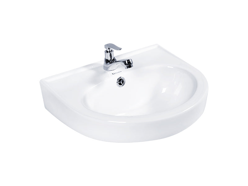 DOCASA Wall Hung Wash Basin come with single pre-punched tap hole & overflow