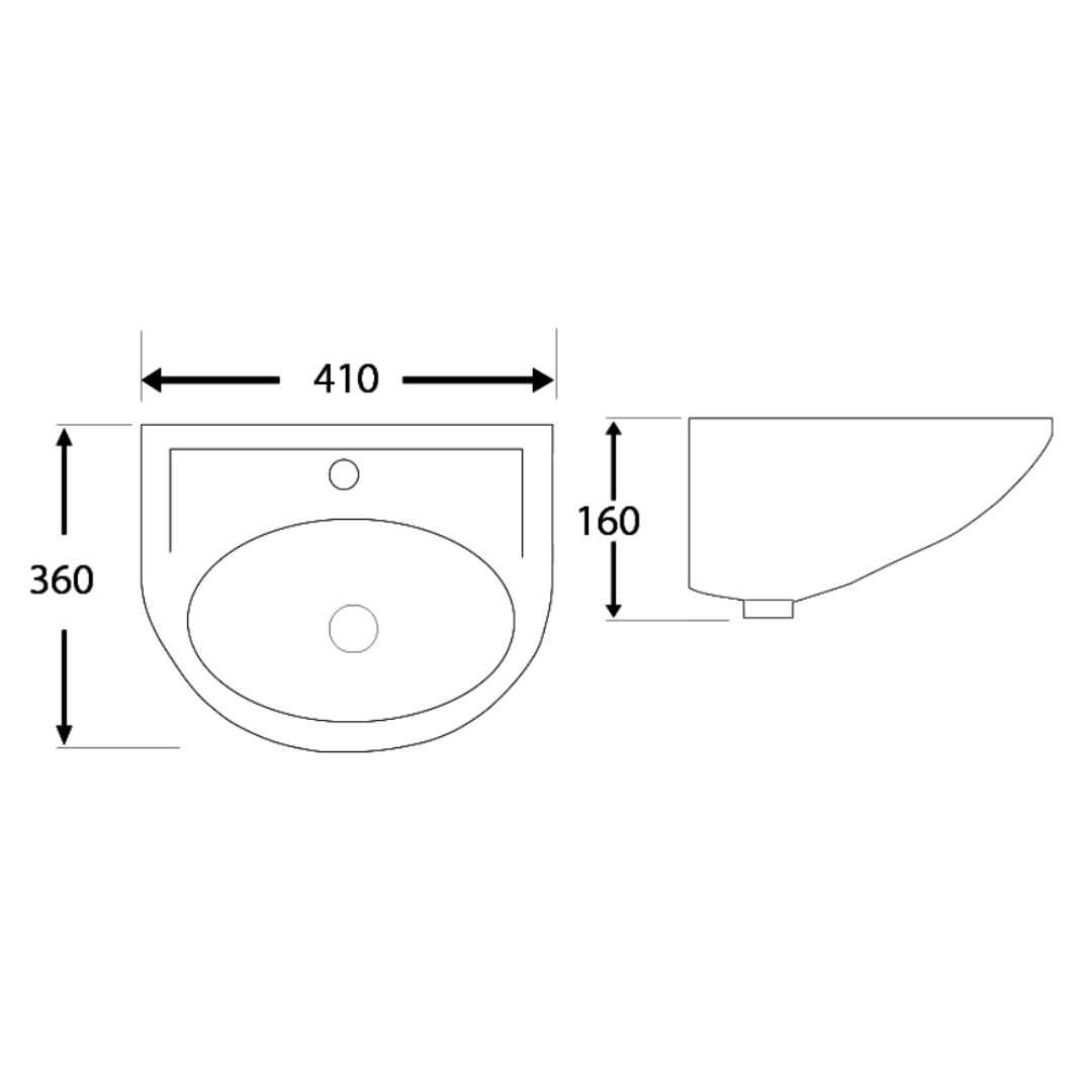 DOCASA Wall Hung Wash Basin come with single pre-punched tap hole & overflow