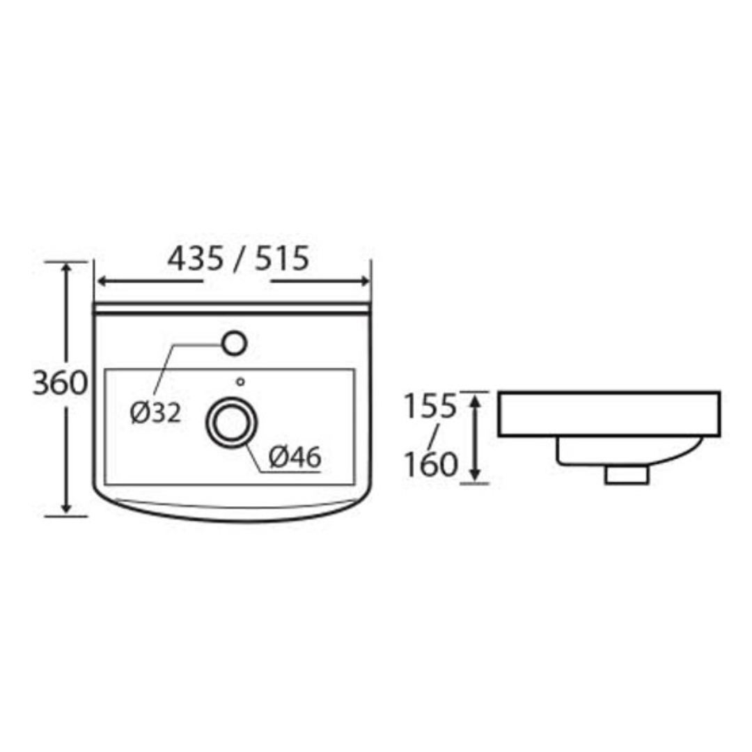 DOCASA Wall Hung Wash Basin come with single pre-punched tap hole, overflow & cap