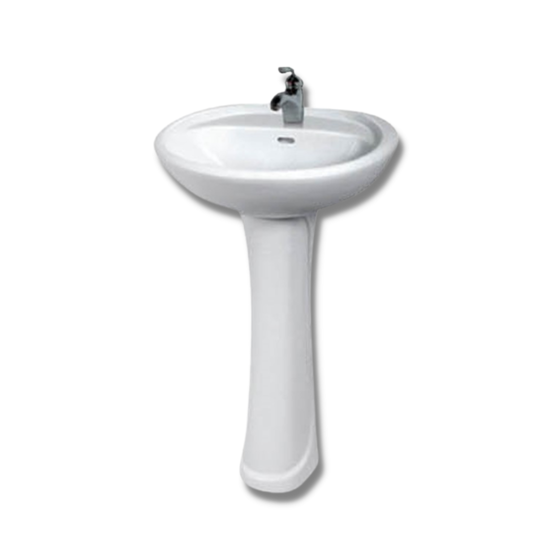 DOCASA 850mm Pedestal Basin single Pre-punched Tap Hole c/w Overflow