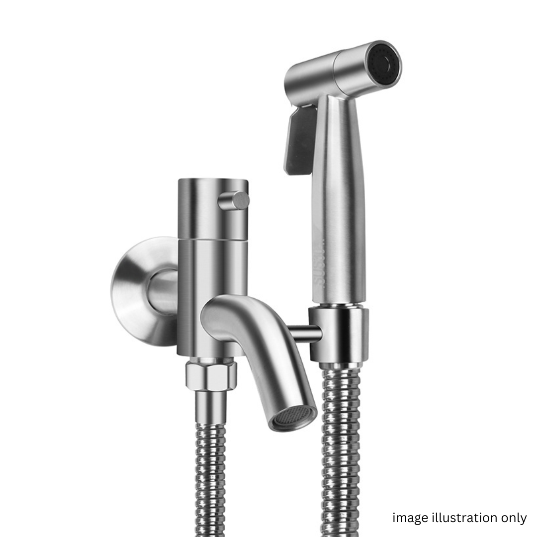 Two Way Tap with Spray Holder - Matt Black