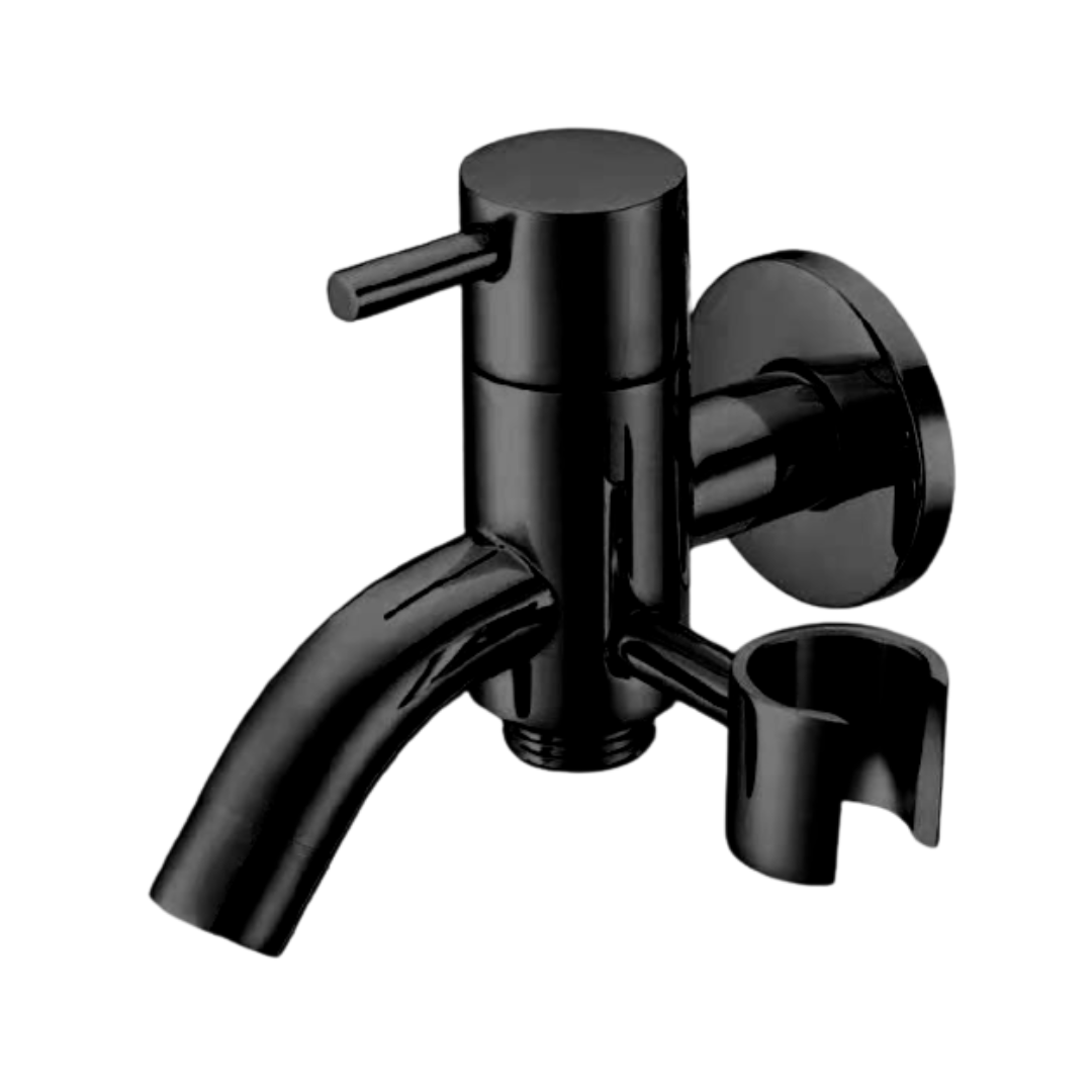 Two Way Tap with Spray Holder - Matt Black