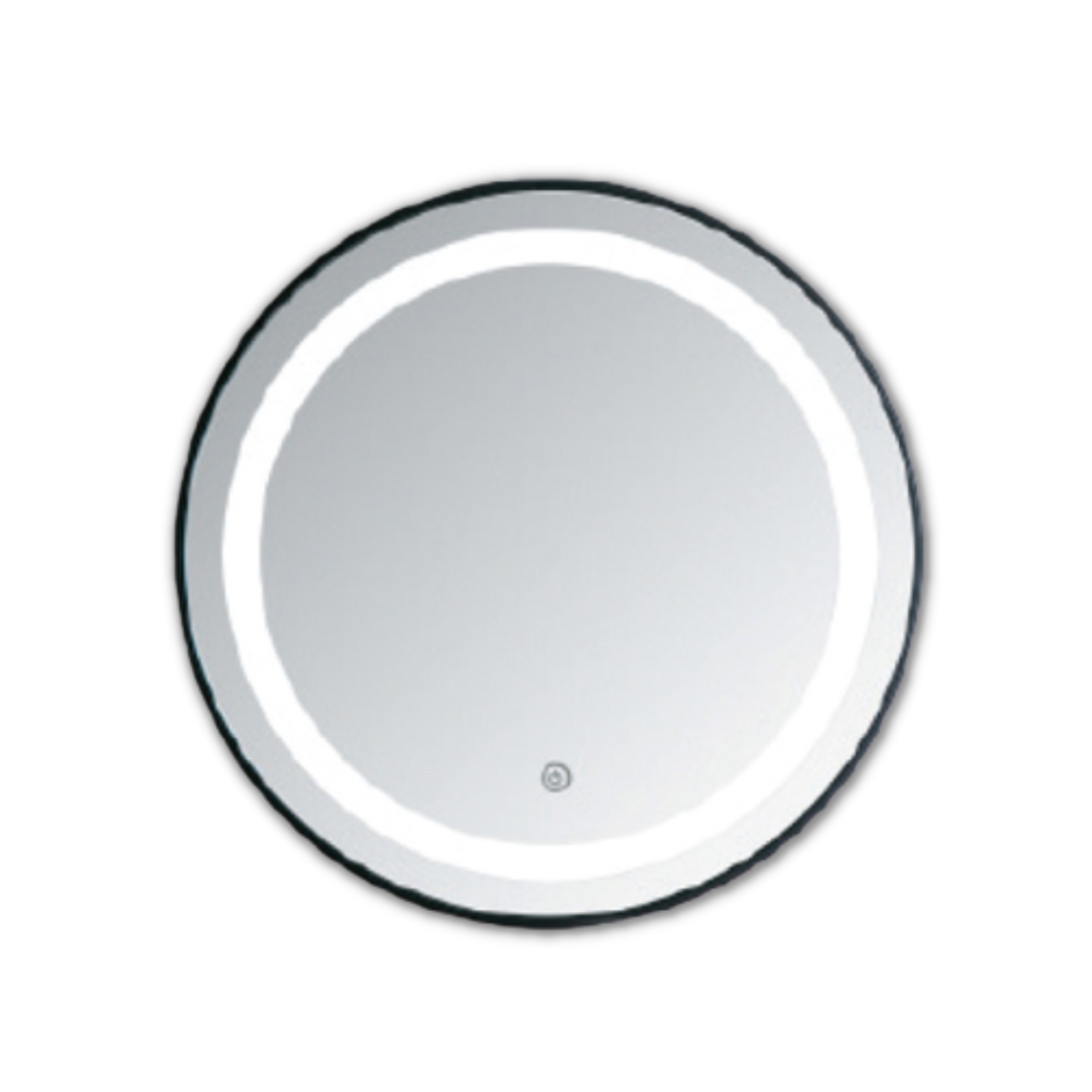 DOCASA Black Aluminium LED Mirror - Round
