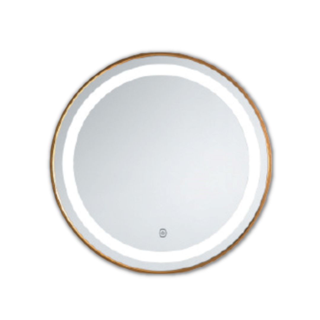 DOCASA Gold Aluminium LED Mirror - Round