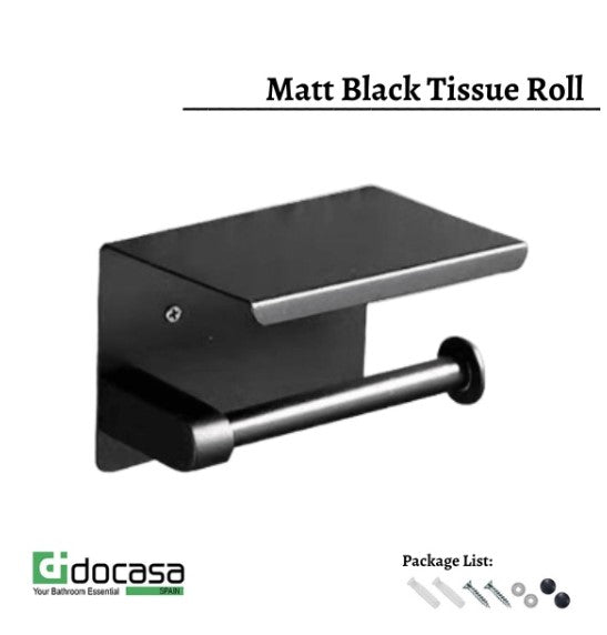 DOCASA Matt Black Stainless Steel Towel Rack/ Bathroom Storage Hardware