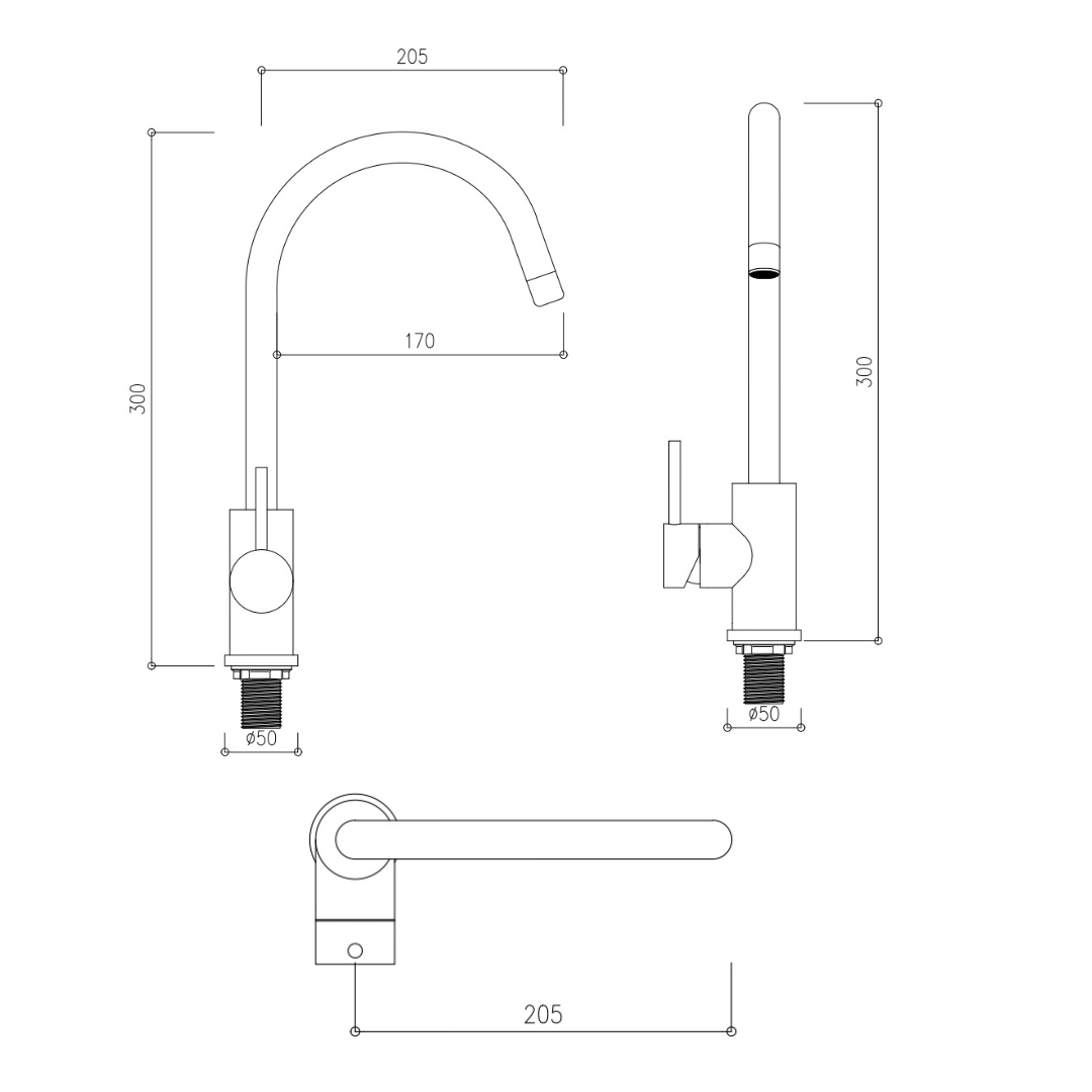 ALFRED VICTORIA 300mm Chrome Single Lever Pillar Sink Tap with Swivel Spout