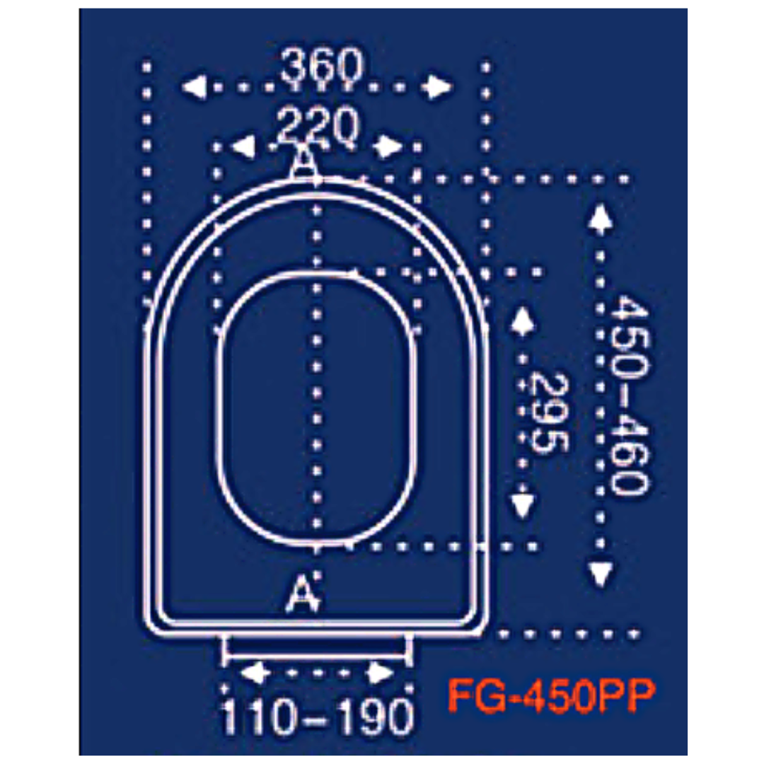 D-Shape 360mm Soft Close Seat & Cover