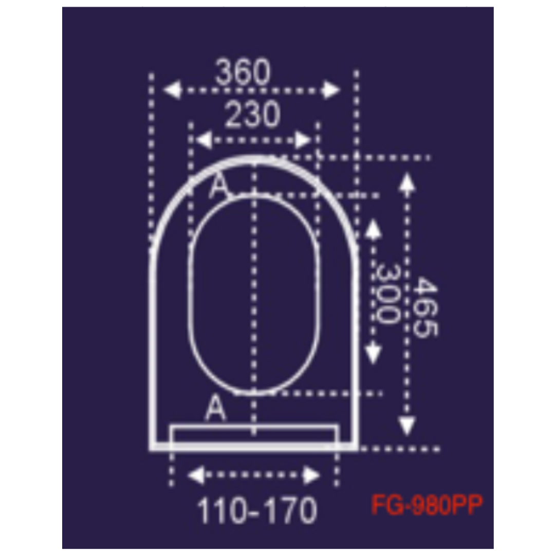 D-Shape 360mm Soft-Close Seat & Cover - Thin Profile