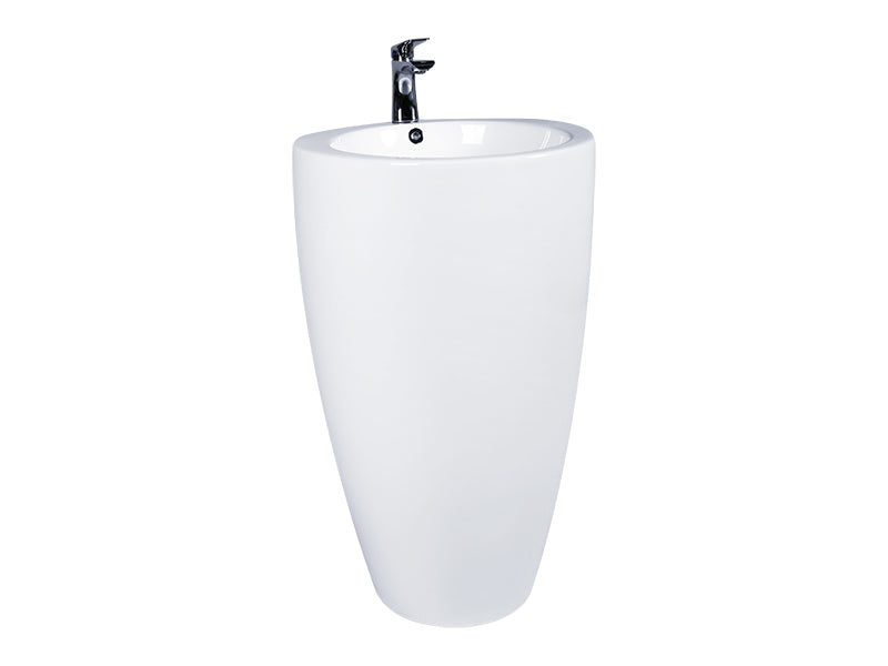 DOCASA Floor Standing Wash Basin come with single pre-punched tap hole, overflow & cap