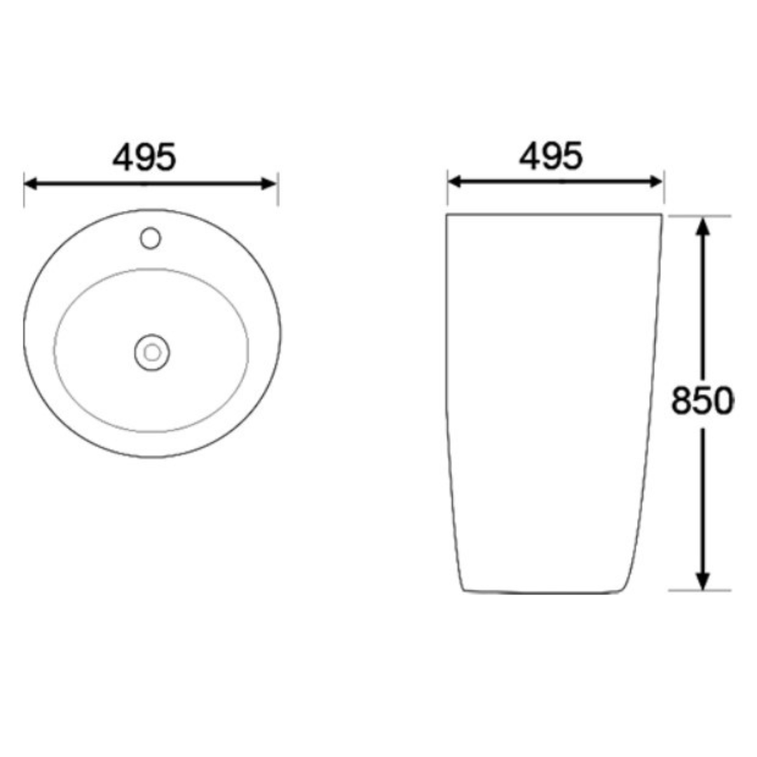 DOCASA Floor Standing Wash Basin come with single pre-punched tap hole, overflow & cap