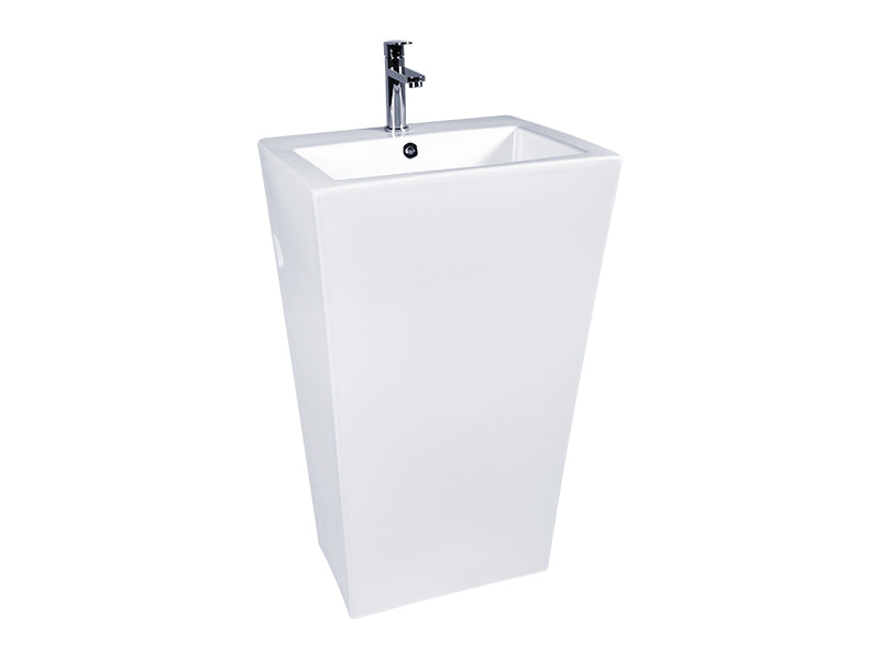 DOCASA Floor Standing Wash Basin come with single pre-punched tap hole, overflow & cap