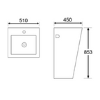 DOCASA Floor Standing Wash Basin come with single pre-punched tap hole, overflow & cap