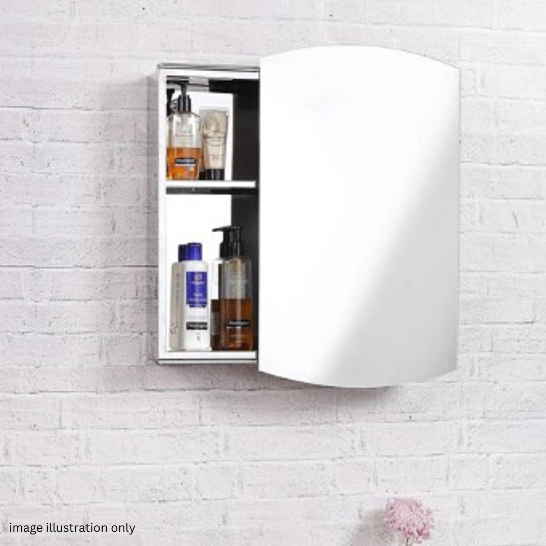 400mm Stainless Steel 2 Tier Mirror Cabinet with Sliding Door
