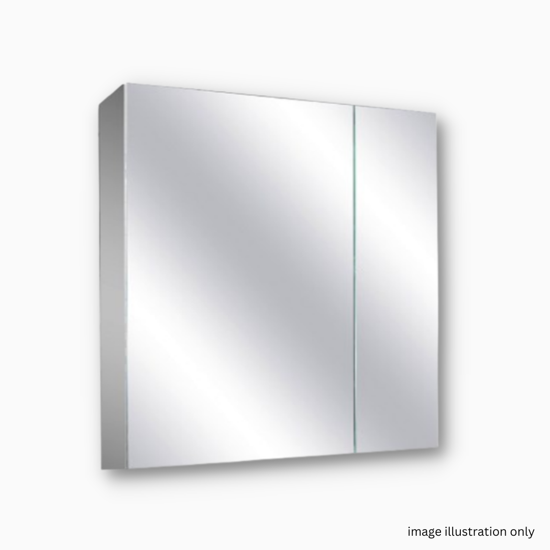 Modern 600mm Stainless Steel Mirror with 2 Tier Cabinet
