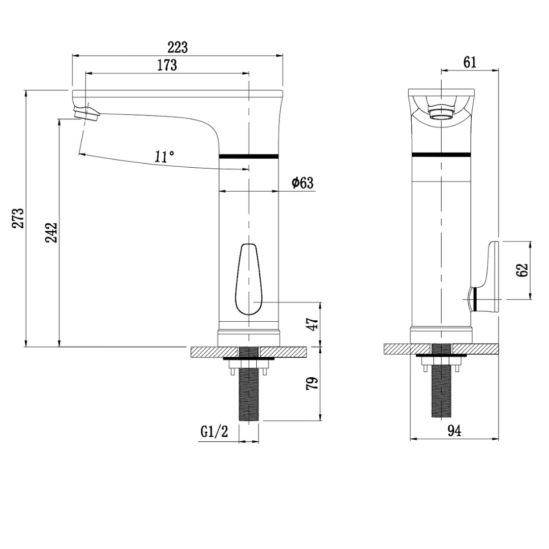 ALFRED VICTORIA 273mm Instant Electric Water Heater Tap