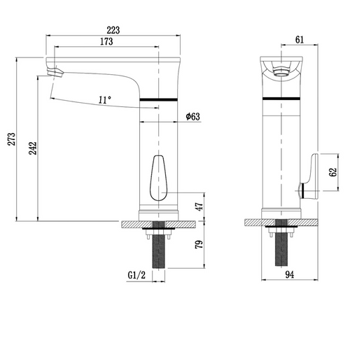 ALFRED VICTORIA 273mm Instant Electric Water Heater Tap