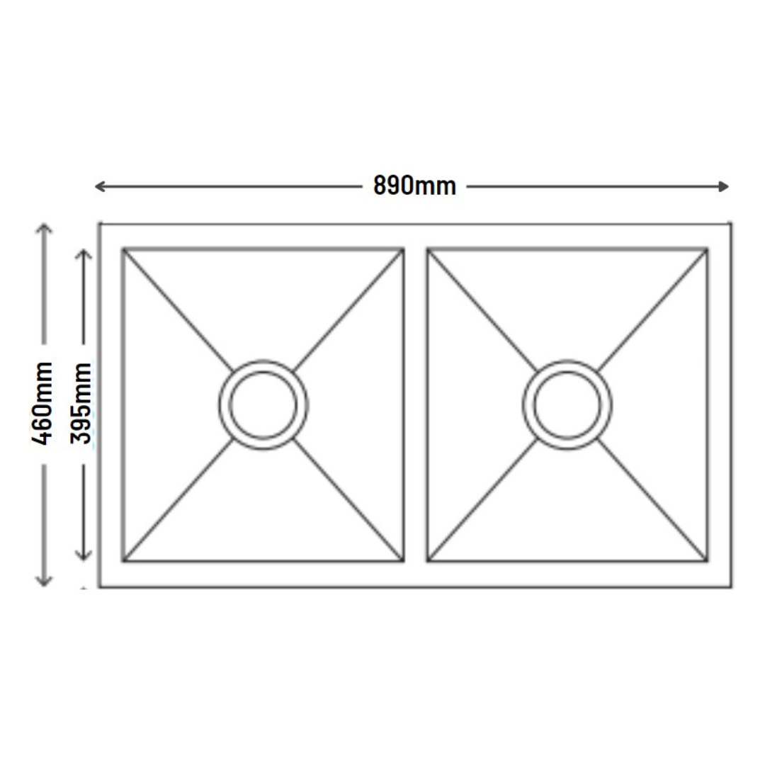 NOVA 890mm Undermount Kitchen Sink - Double Bowl