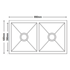 NOVA 890mm Undermount Kitchen Sink - Double Bowl
