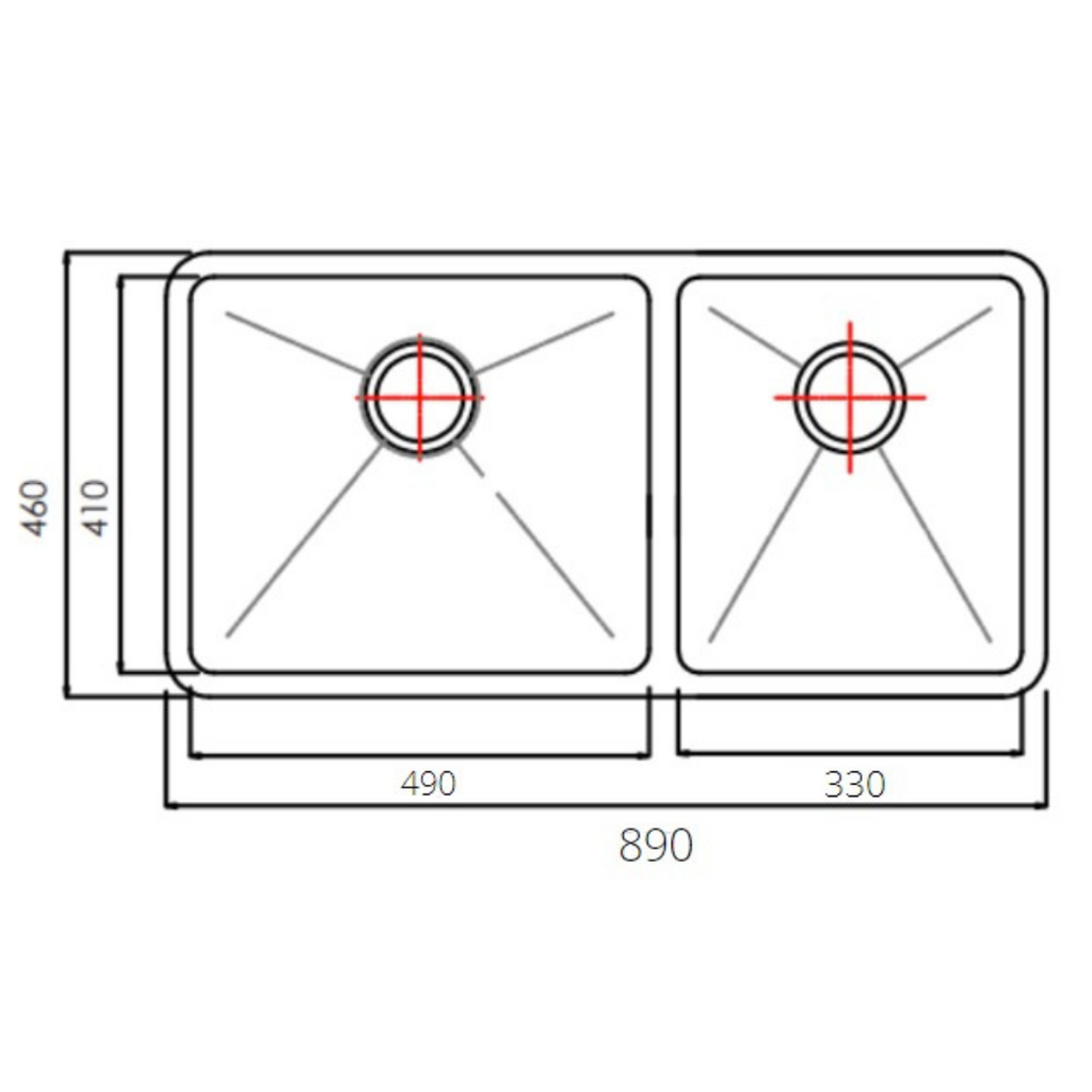 NOVA 890mm Undermount Kitchen Sink - Double Bowl