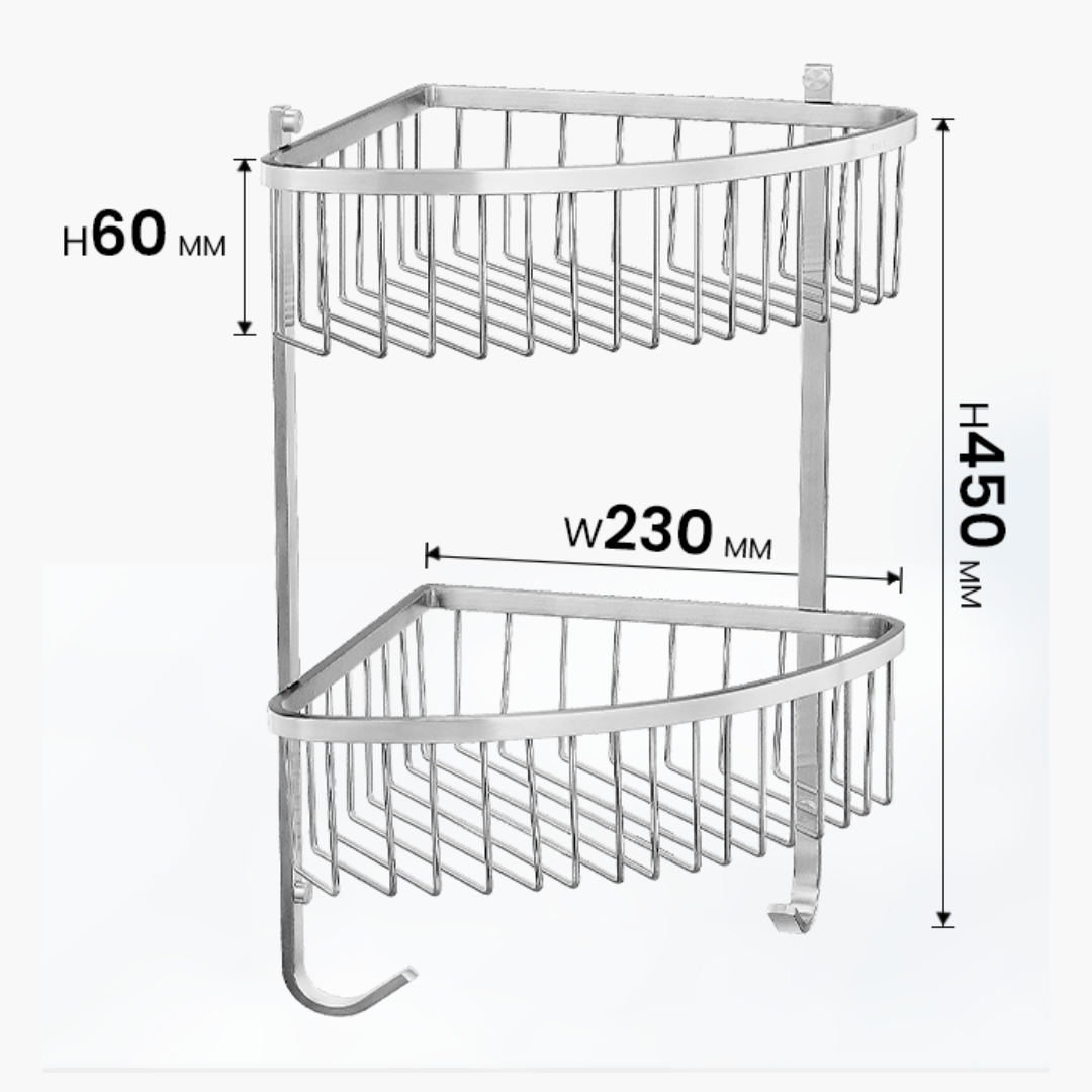 TAPI Double Layer Stainless Steel Net Corner Bathroom Basket