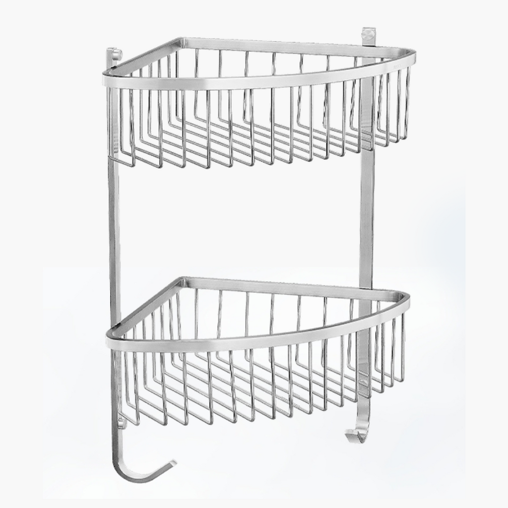 TAPI Double Layer Stainless Steel Net Corner Bathroom Basket