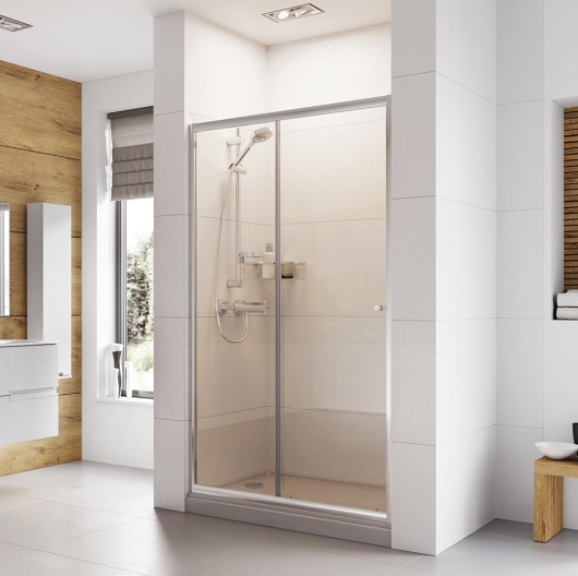 ROMAN Silver 1900mm Sliding Door Shower Enclosure