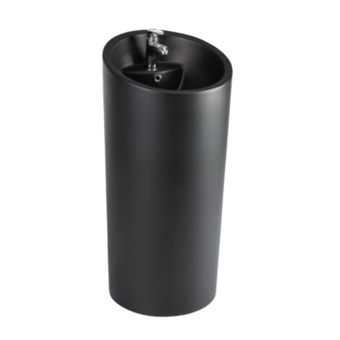 ITTO 980mm Matte Black Ceramic Floor Standing Wash Basin with overflow